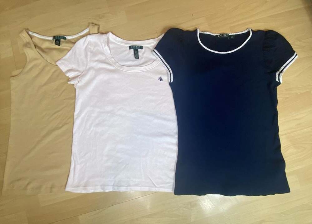 Vintage Lauren Ralph Lauren Women's Short Sleeve Tops Bundle - Set of 3 M/L